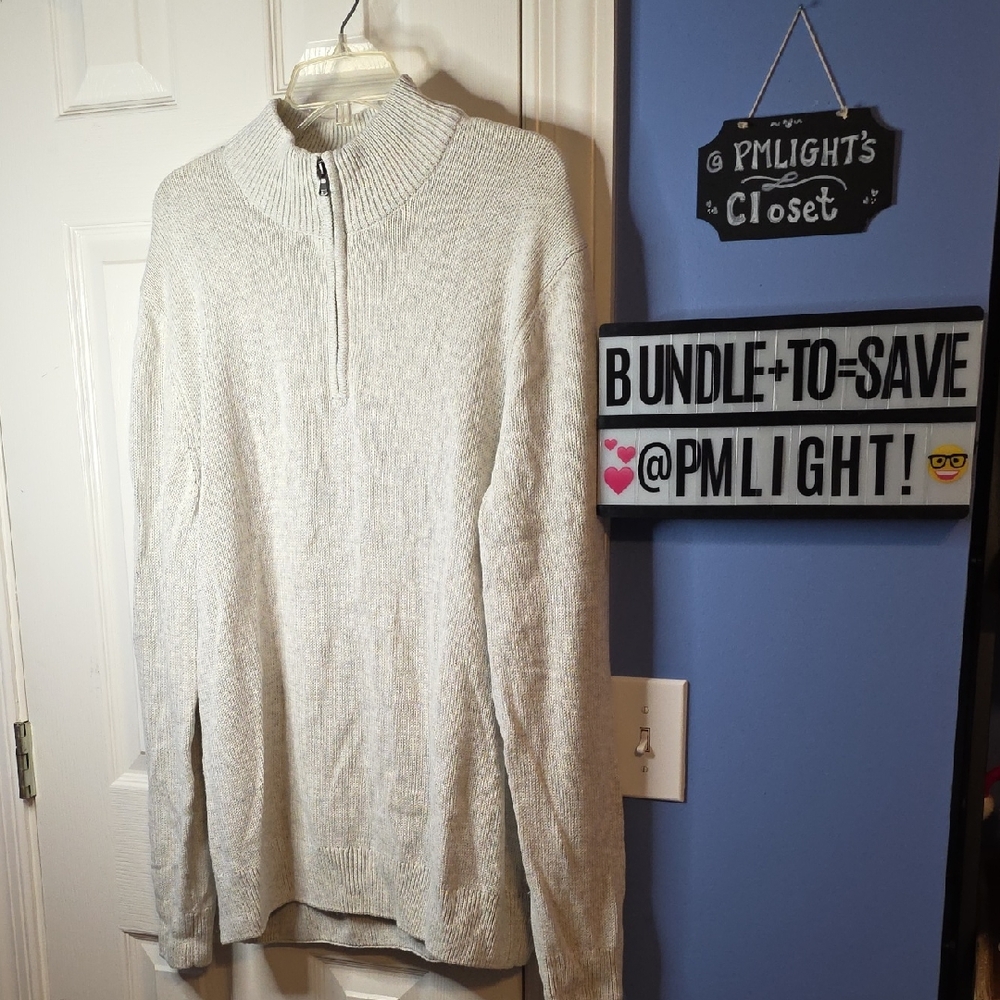 Sonoma New XL Quarter Zip Sweater Ice Heather